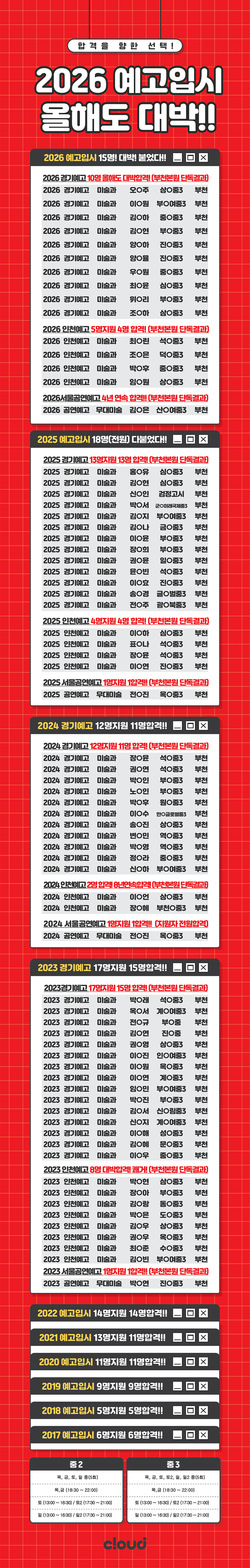 2026학년도 예고입시 합격자명단 원본 이미지